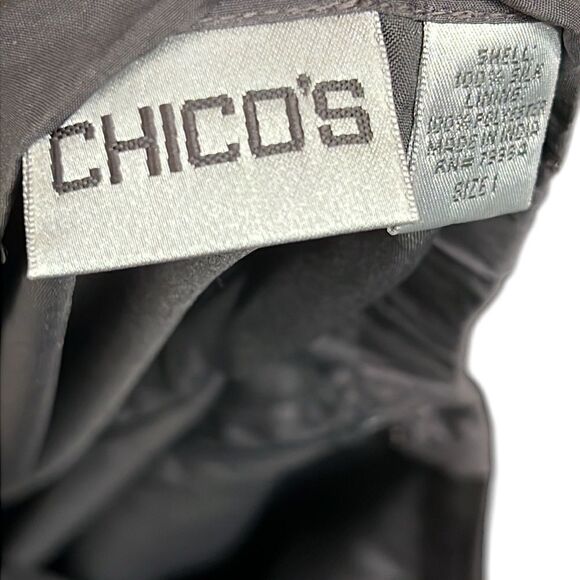 Chicos Skirt Size 1 Woman’s 8 Silk Midi A-Line Gray Beaded Sequins Lined - Picture 8 of 9